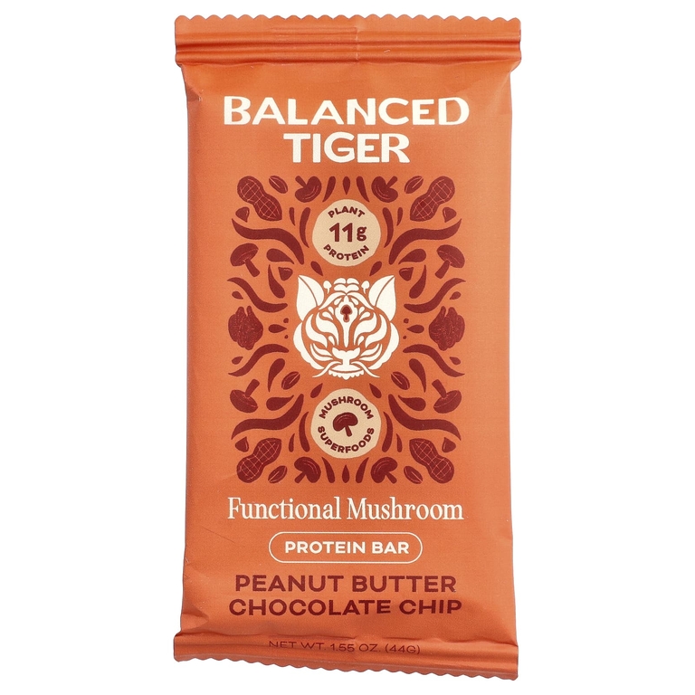 Balanced Tiger, протеиновый батончик, арахисовая паста и шоколадная крошка, 12 шт. по 44 г (1,55 унции) (Товар снят с продажи) 