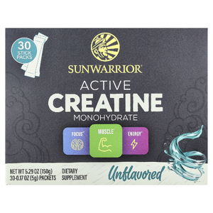 Sunwarrior, активный моногидрат креатина, без добавок, 30 пакетиков по 5 г (0,17 унции)