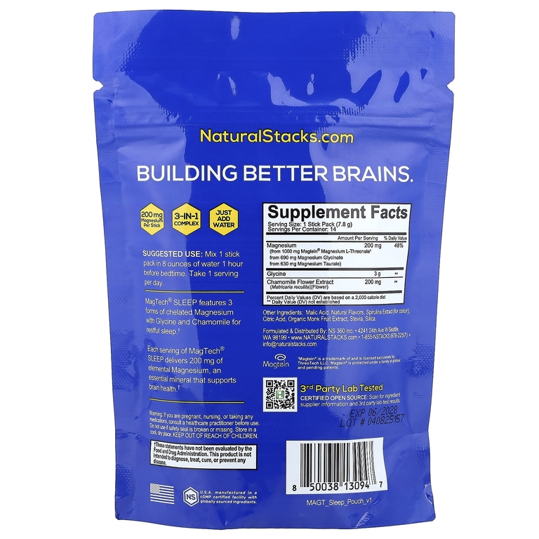 Natural Stacks, MagTech® Sleep, ягоды лаванды, 14 стик-пакетов по 7,8 г (0,28 унции)