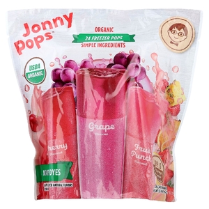 JonnyPops, органические леденцы для замораживания, вишня, виноград, фруктовый пунш, 24 шт. по 40 мл (1,35 жидк. унции)