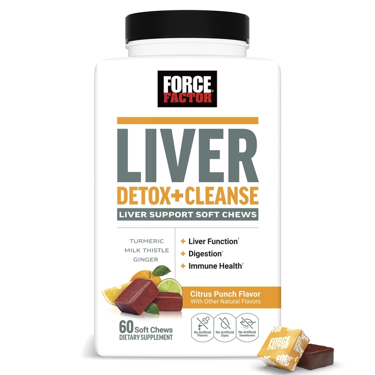 Force Factor, средство для детоксикации и очищения печени, цитрусовый пунш, 60 жевательных таблеток