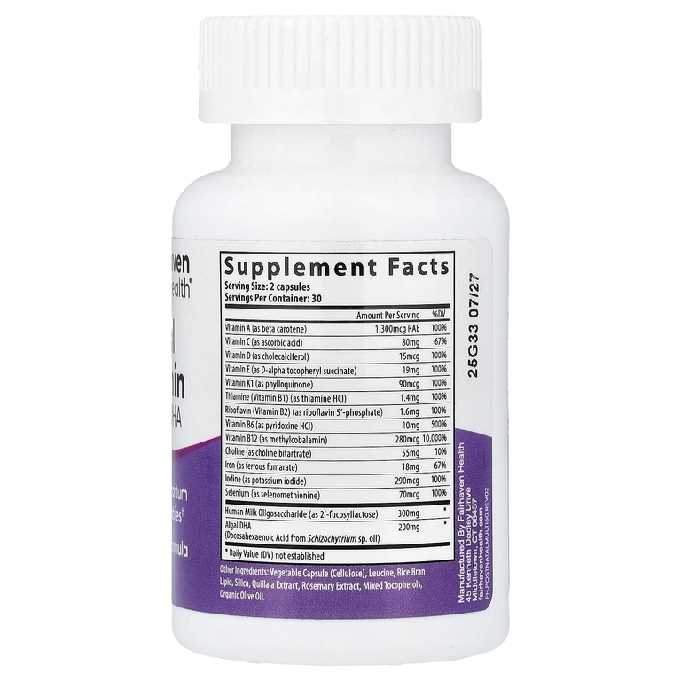 Fairhaven Health, мультивитамины для послеродового периода с ДГК, 60 капсул