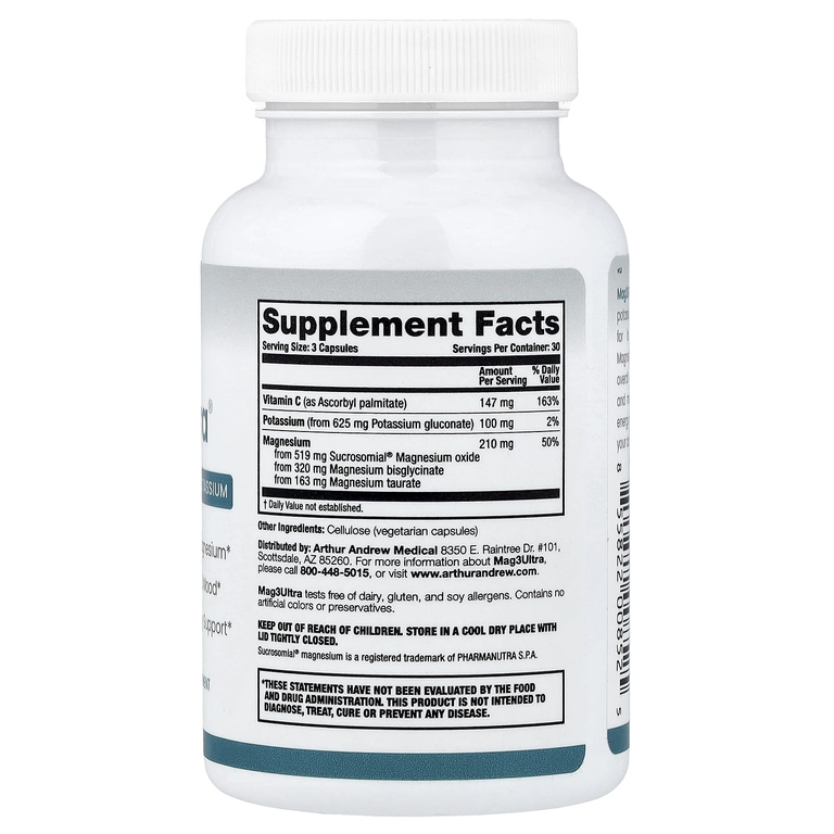 Arthur Andrew Medical, Mag3Ultra®, комплекс магния с калием, 90 капсул