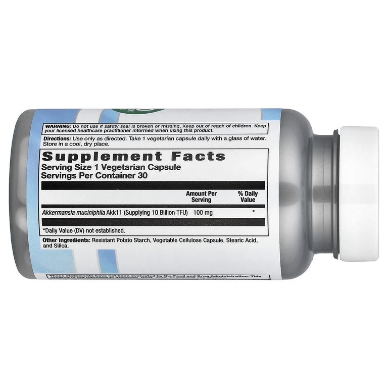 Nutra BioGenesis, Akkermansia Postbiotic, аккермансия, 100 мг (10 млрд КОЕ), 30 вегетарианских капсул