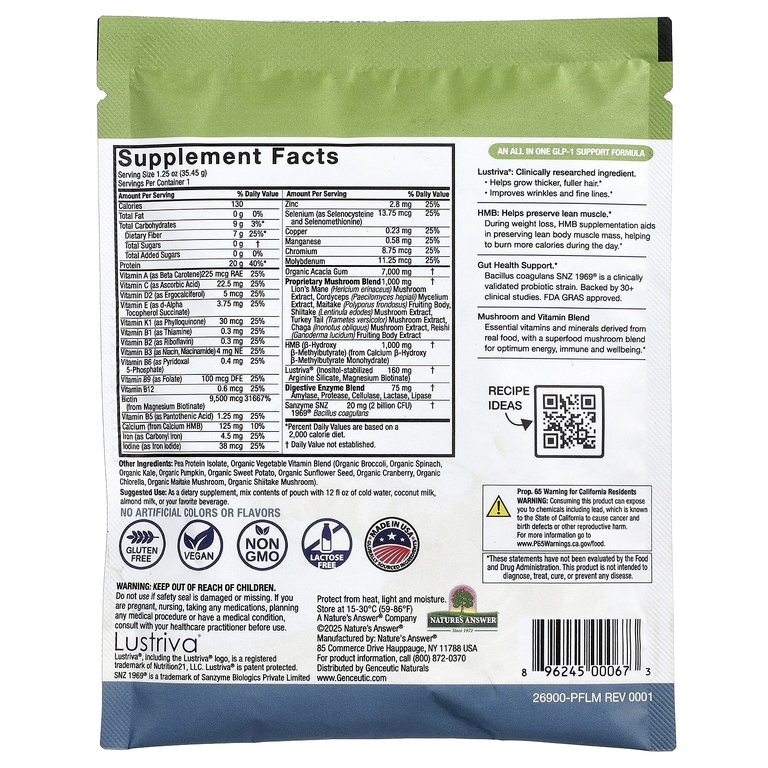Genceutic Naturals, Plant Head®, смесь для поддержки уровня ГПП-1, смесь смузи, без добавок, 35,45 г (1,25 унции)
