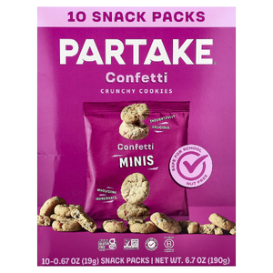 Partake, хрустящее печенье, конфетти, 10 упаковок по 19 г (0,67 унции)