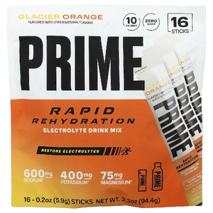 Prime Hydration, Rapid ReHydration, смесь для приготовления электролитического напитка, со вкусом апельсина, 16 стиков по 5,9 г (0,2 унции)