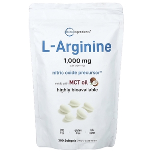 Micro Ingredients, L-аргинин, 300 капсул (250 мг в 1 капсуле)