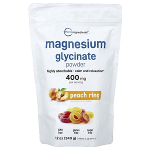 Micro Ingredients, глицинат магния в порошке, со вкусом персика, 340 г (12 унций)