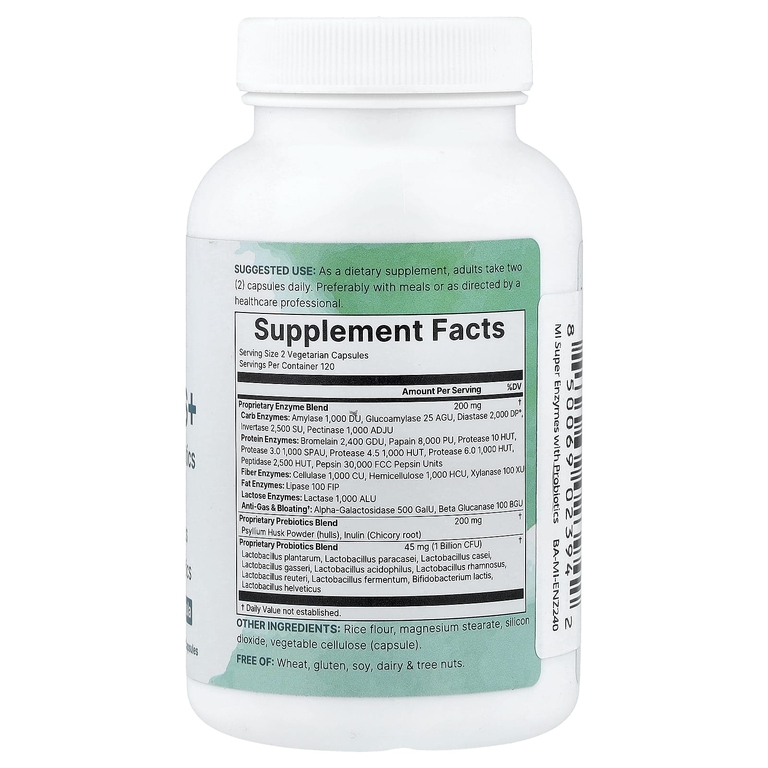 Micro Ingredients, Super Enzymes+, ферменты, 240 вегетарианских капсул