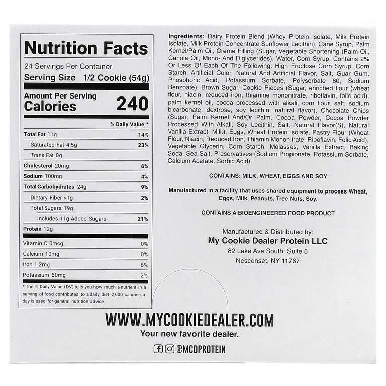 My Cookie Dealer Protein, протеиновое печенье, молоко и печенье, 12 шт. по 108 г (3,8 унции)