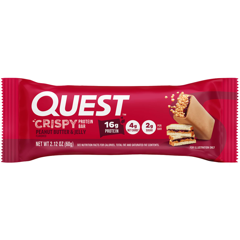 Quest Nutrition, протеиновый батончик, хрустящая арахисовая паста и желе, 4 батончика по 60 г (2,12 унции)