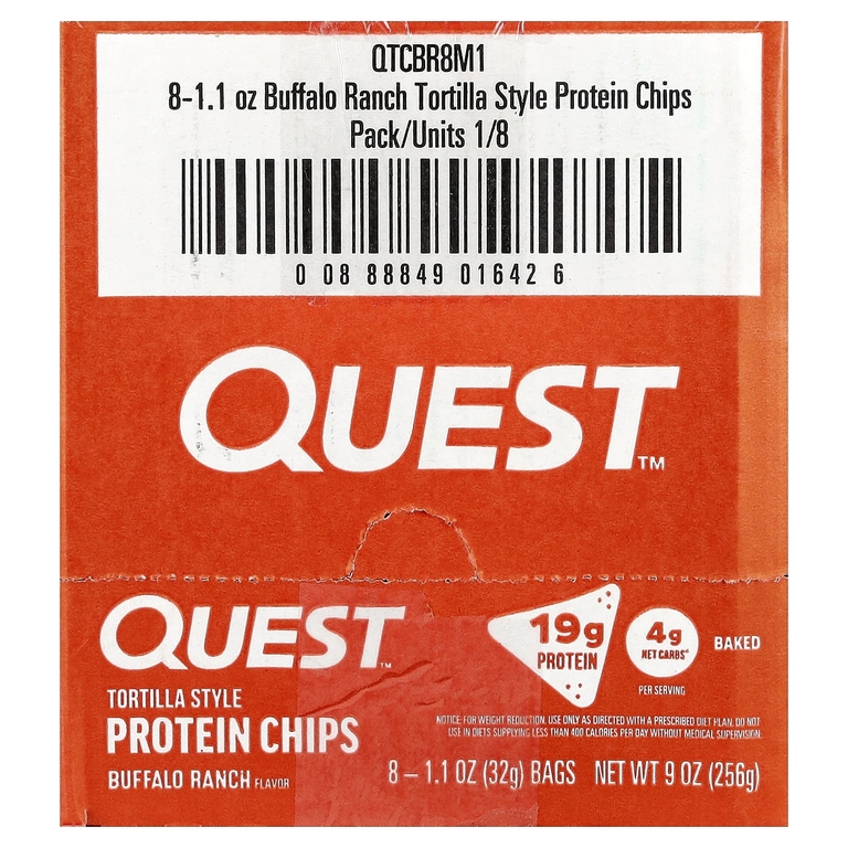 Quest Nutrition, протеиновые чипсы из тортильи, Buffalo Ranch, 8 пакетиков по 32 г (1,1 унции)
