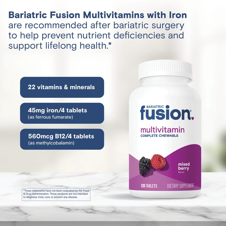 Bariatric Fusion, мультивитамины, ягодный вкус, 120 таблеток