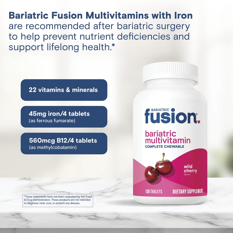 Bariatric Fusion, мультивитамины, со вкусом черешни, 120 таблеток