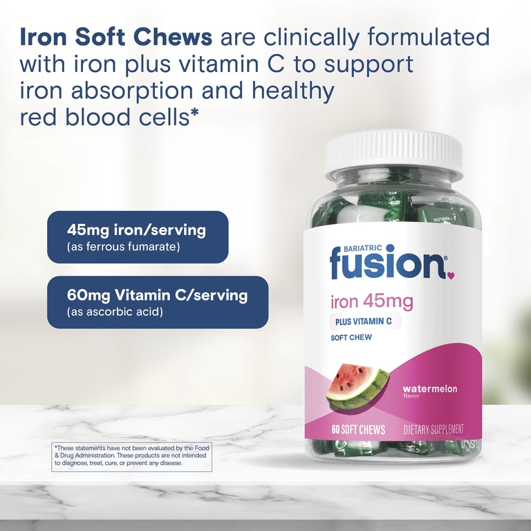 Bariatric Fusion, жевательная добавка с железом и витамином C, со вкусом арбуза, 60 жевательных таблеток