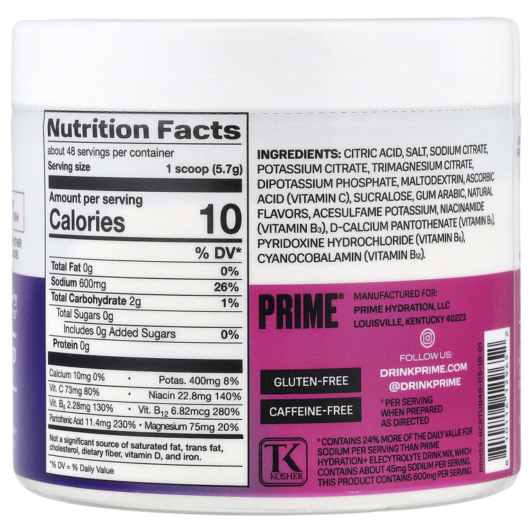Prime Hydration, Rapid ReHydration, смесь для приготовления электролитического напитка, со вкусом ягод и цитрусовых, 277,4 г (9,7 унции)