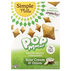 Simple Mills, Pop Mmms™, запеченные крекеры, сметана и лук, 113 г (4 унции)
