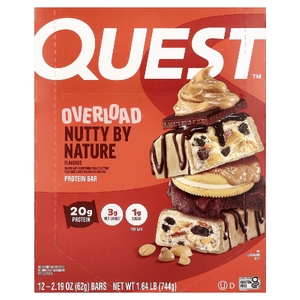 Quest Nutrition, Перегрев, протеиновый батончик, ореховый вкус, 12 батончиков по 62 г (2,19 унции)