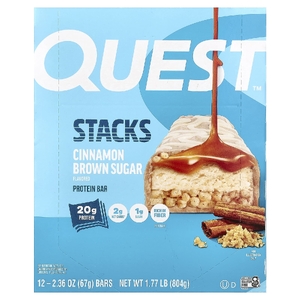 Quest Nutrition, Stacks, протеиновый батончик, корица и коричневый сахар, 12 батончиков, 67 г (2,36 унции) каждый