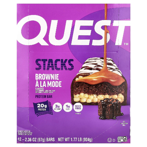 Quest Nutrition, Stacks, протеиновый батончик, брауни A La Mode, 12 батончиков по 67 г (2,36 унции)