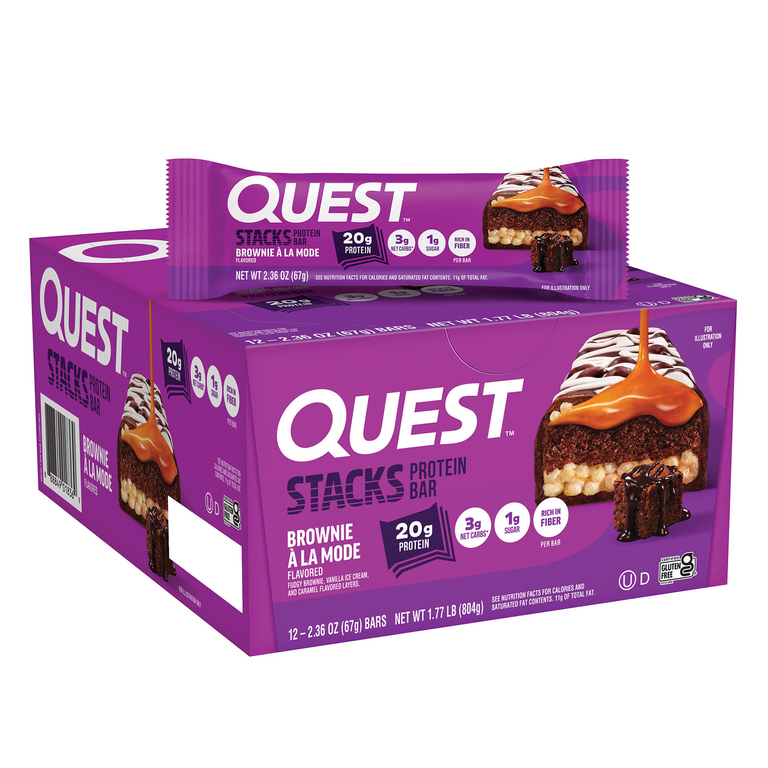 Quest Nutrition, Stacks, протеиновый батончик, брауни A La Mode, 12 батончиков по 67 г (2,36 унции)