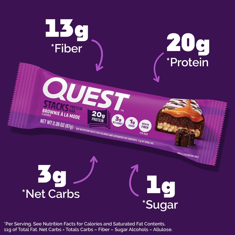 Quest Nutrition, Stacks, протеиновый батончик, брауни A La Mode, 12 батончиков по 67 г (2,36 унции)