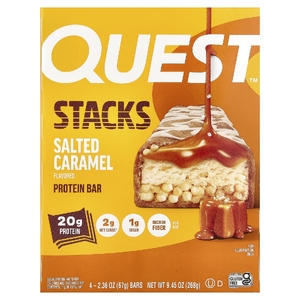Quest Nutrition, Stacks, протеиновый батончик, соленая карамель, 4 батончика, 67 г (2,36 унции) каждый
