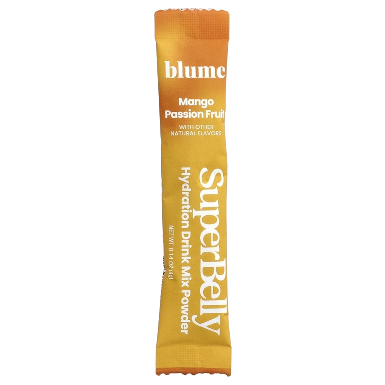 Blume, SuperBely, смесь для приготовления гидратированного напитка для формирования кишечника, со вкусом манго и маракуйи, 15 пакетиков по 4 г (0,14 унции)