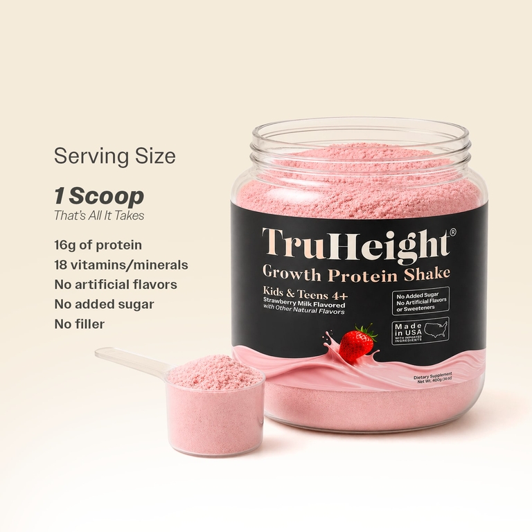 TruHeight, протеиновый коктейль для роста, для детей от 4 лет, клубничное молоко, 400 г (14 унций)