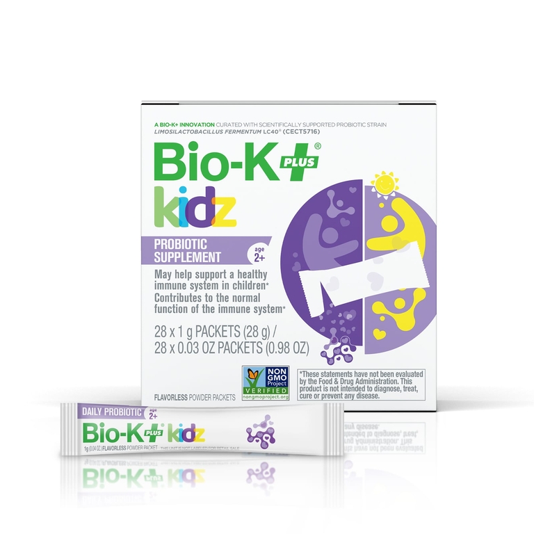 Bio-K+, Kidz, пробиотическая добавка, для детей от 2 лет, без вкусовых добавок, 28 пакетиков по 1 г (0,04 унции)