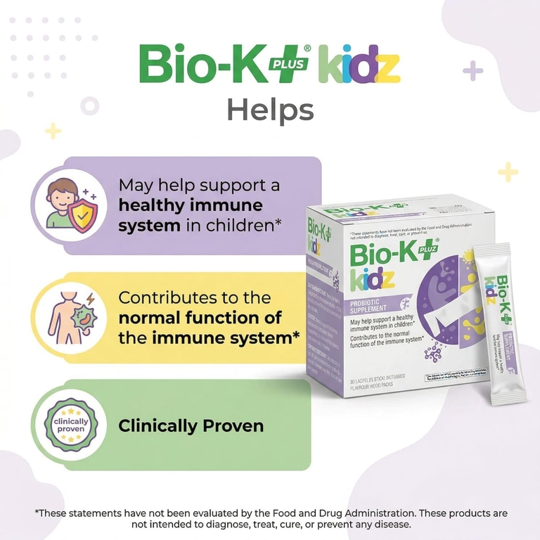 Bio-K+, Kidz, пробиотическая добавка, для детей от 2 лет, без вкусовых добавок, 28 пакетиков по 1 г (0,04 унции)