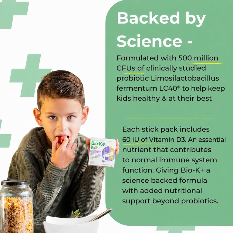 Bio-K+, Kidz, пробиотическая добавка, для детей от 2 лет, без вкусовых добавок, 28 пакетиков по 1 г (0,04 унции)