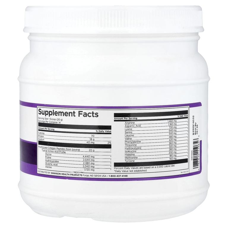 Swanson Vitamins, пептиды коллагена, без добавок, 280 г (9,88 унции)