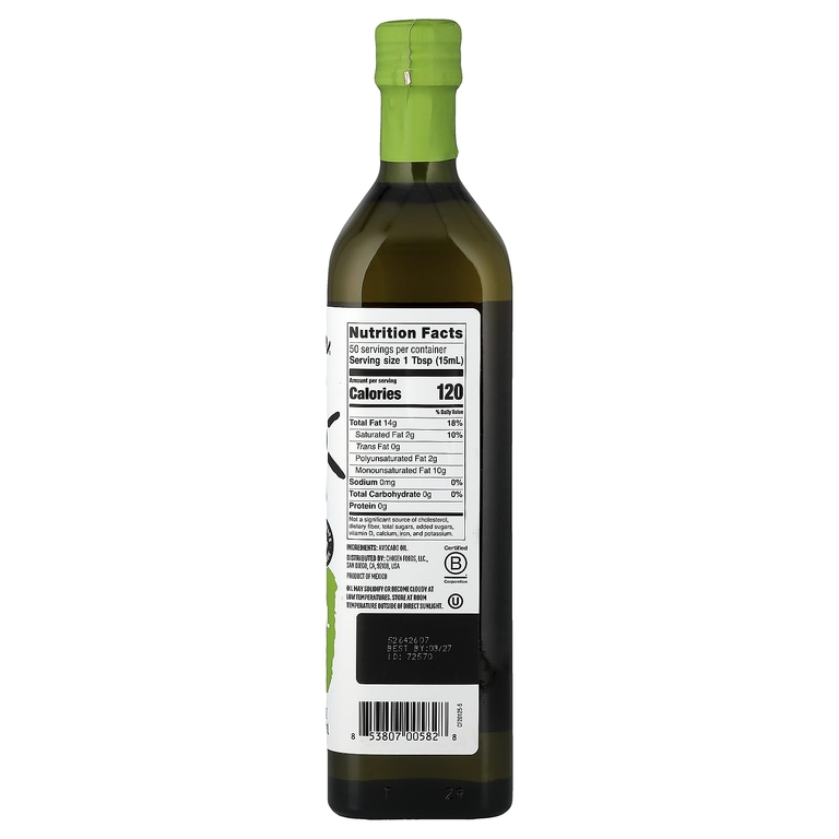 Chosen Foods, 100% чистое масло авокадо, 750 мл (25,4 жидк. унции)