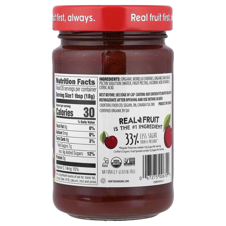 Crofter's Organic, Organic Premium Spread, Morello Cherry, 16.5 oz (468 g) (Товар снят с продажи) 