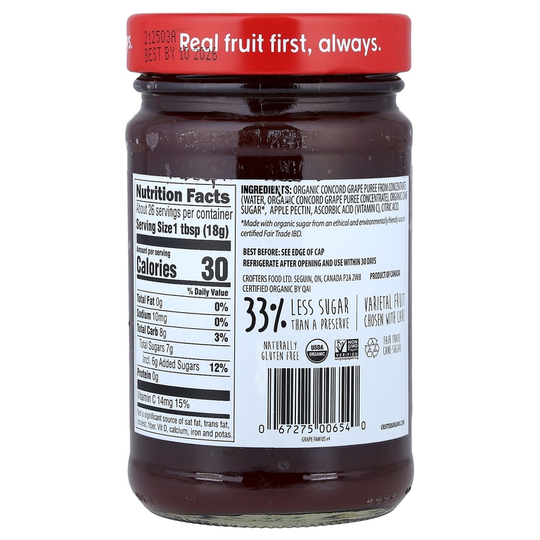 Crofter's Organic, органический спред премиального качества, виноград, 468 г (16,5 унции) (Товар снят с продажи) 