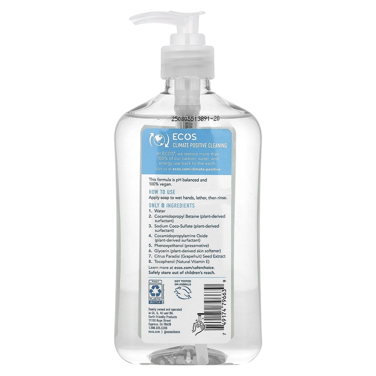 Ecos, Ecos®, Plant Powered Hand Soap, Free & Clear, 17 fl oz (503 ml)