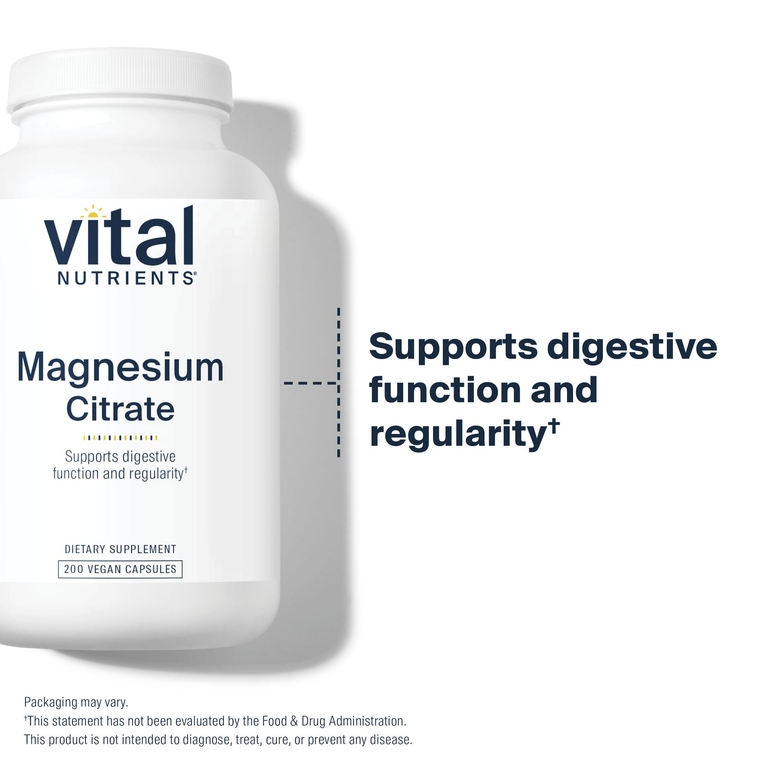 Vital Nutrients, цитрат магния, 200 веганских капсул (150 мг в 1 капсуле)