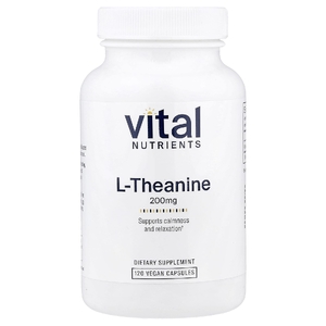 Vital Nutrients, L-теанин, 200 мг, 120 веганских капсул