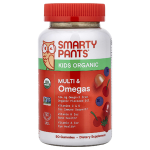 SmartyPants, органические мультивитамины и омега-кислоты для детей, со вкусом ягод и вишни, 90 жевательных таблеток