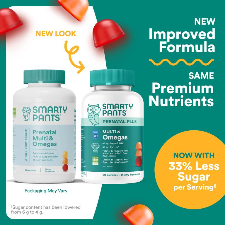 SmartyPants, Prenatal Plus, жевательные мультивитамины для беременных с омега-кислотами, лимонад с апельсином и клубникой, 90 жевательных таблеток