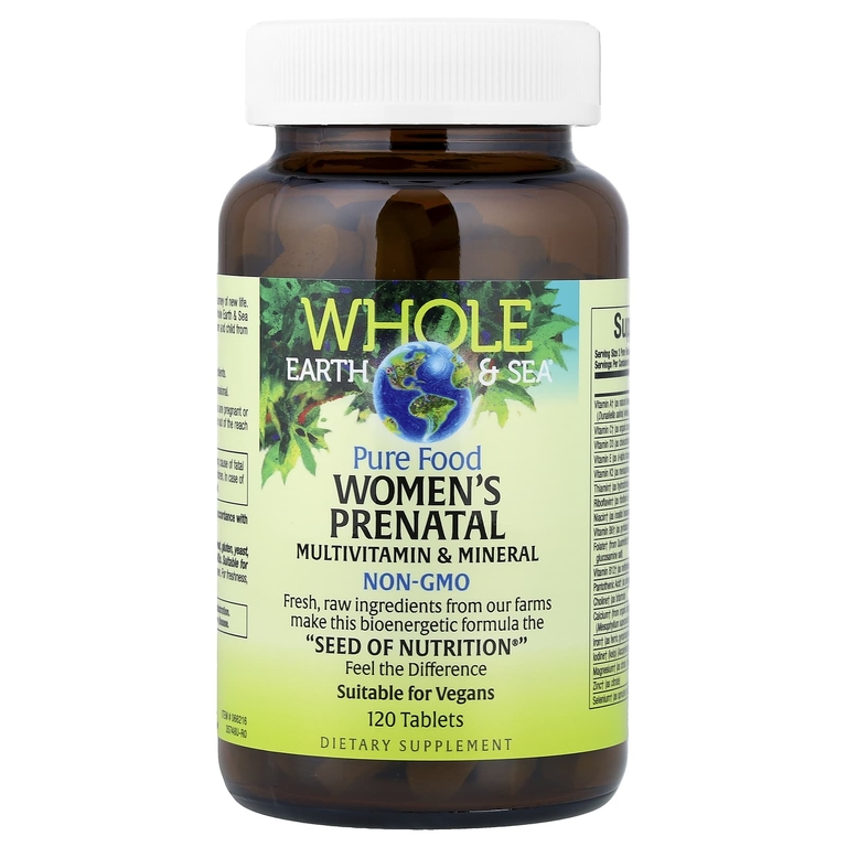 Natural Factors, Whole Earth & Sea®, пренатальные мультивитамины и минералы для женщин, 120 таблеток