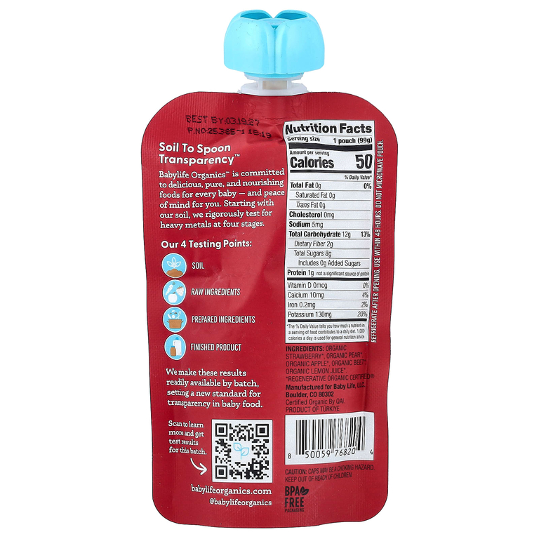 BabyLife Organics, детское питание, 6 пакетиков по 99 г (3,5 унции)