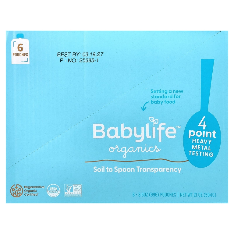 BabyLife Organics, детское питание, 6 пакетиков по 99 г (3,5 унции)