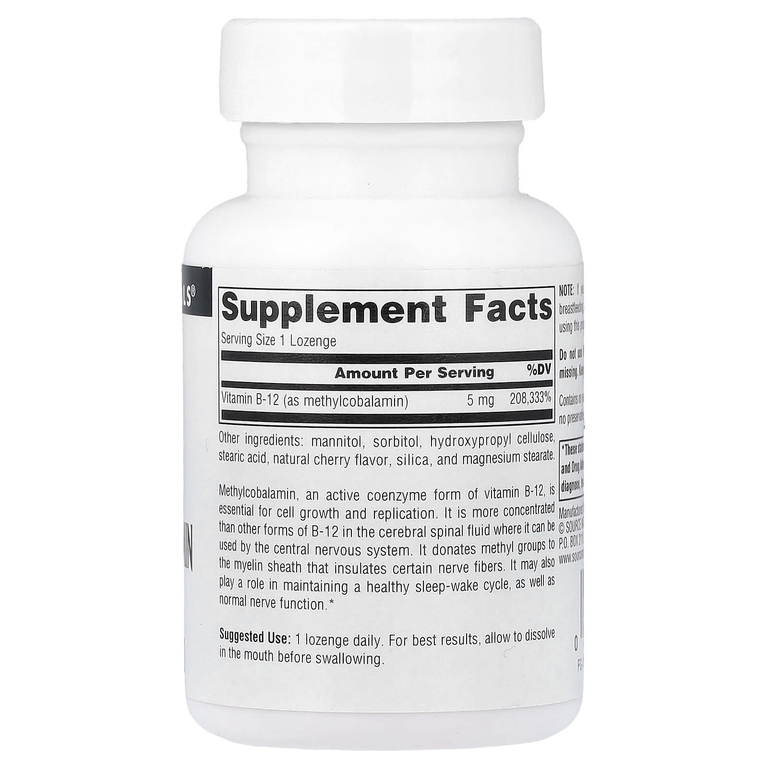 Source Naturals, MethylCobalamin, Cherry, 5 mg, 120 Lozenges