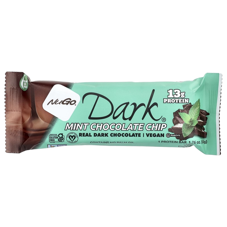 NuGo Nutrition, Dark®, протеиновые батончики, мята и шоколадная крошка, 12 батончиков по 50 г (1,76 унции)