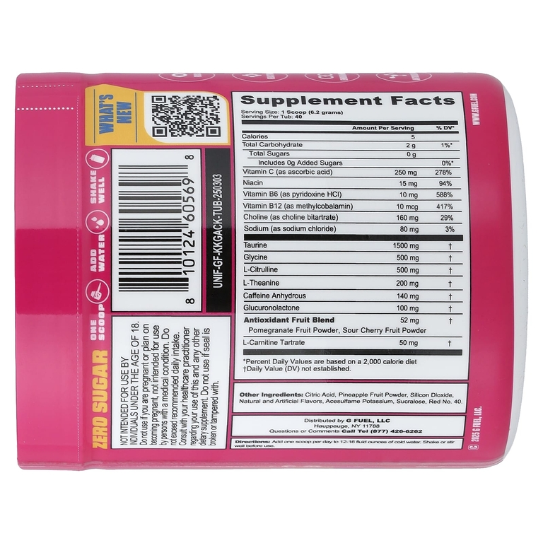 GFUEL, Energy Formula, запатентованный соус, малиновый лимонад, 248 г (8,7 унции)