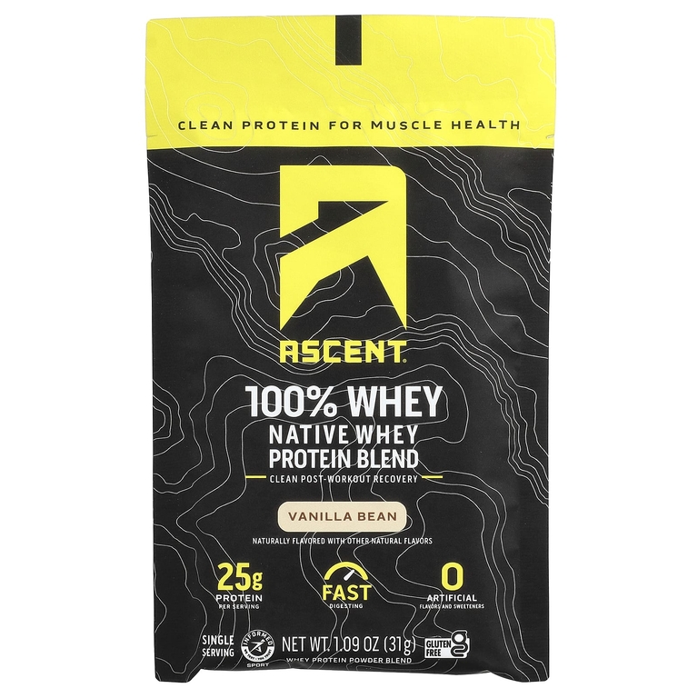Ascent, Native Whey Protein Blend, Vanilla Bean, 15 Packets, 1.09 oz (31 g) Each (Товар снят с продажи) 