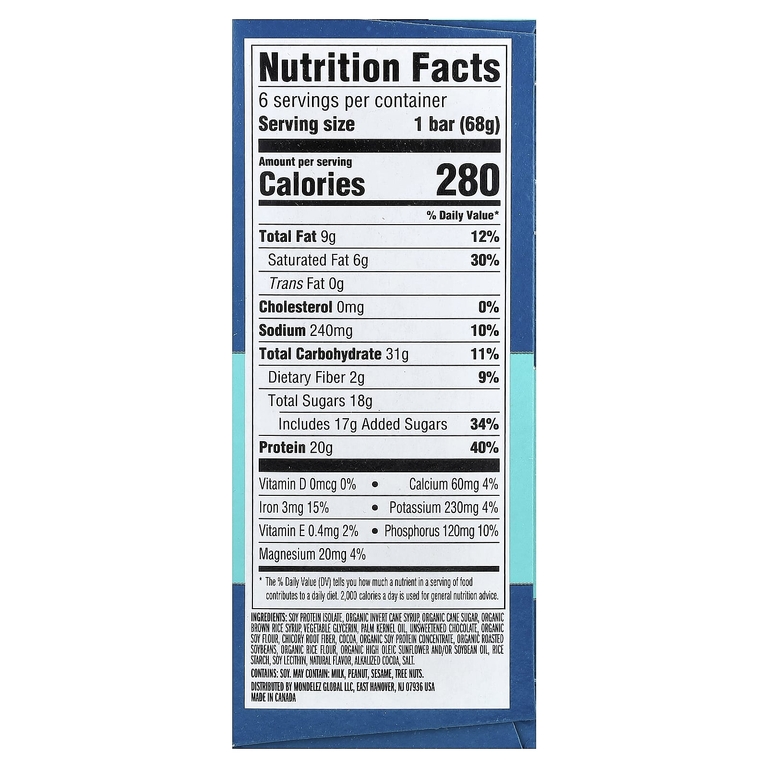 Clif Bar, Builders Protein Bar, Chocolatey Mint, 6 Bars, 2.4 oz (68 g) Each